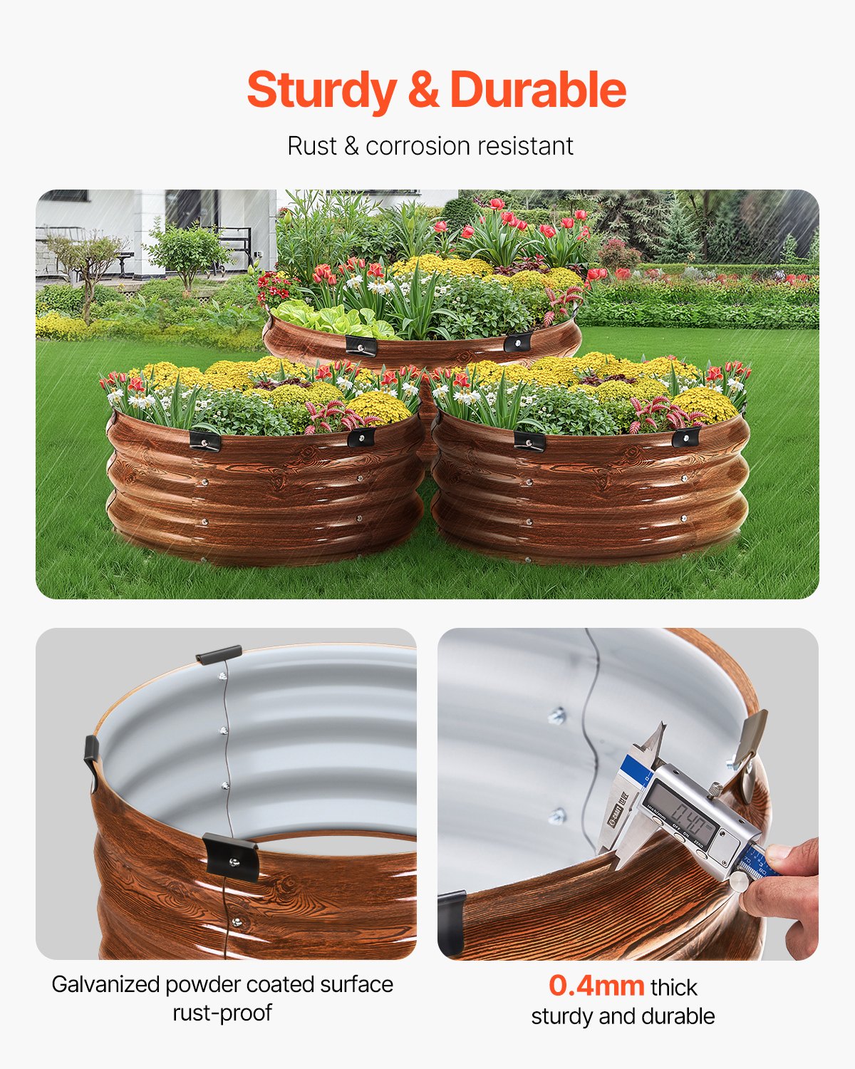 Pakelta lysvė VEVOR GM61003-60X60X27CM, 3 vnt. komplektas
