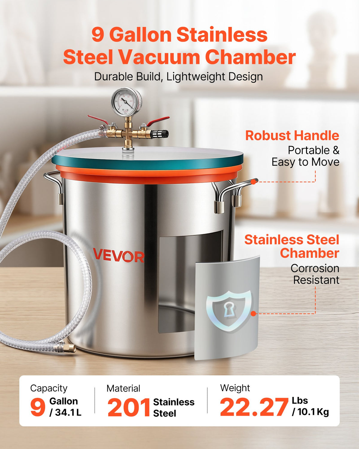 Vakuuminė kamera VEVOR T-9, 34,1 l