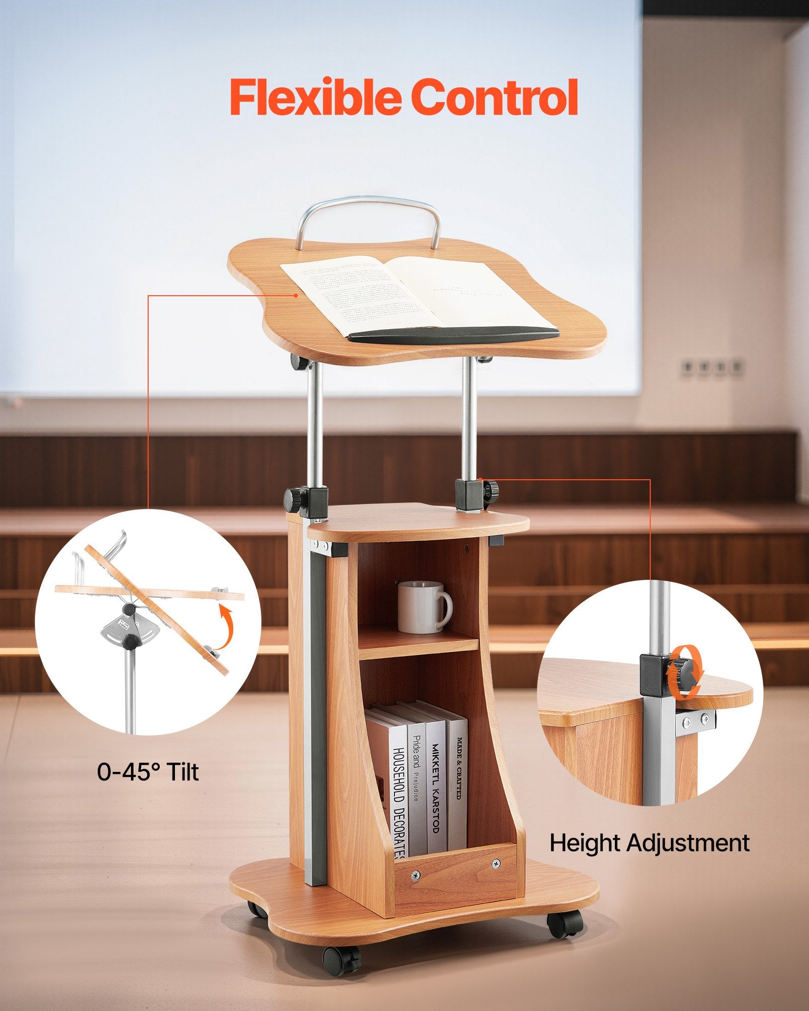 Mobili sakykla VEVOR LT-002AC, reguliuojamas aukštis iki 1100 mm