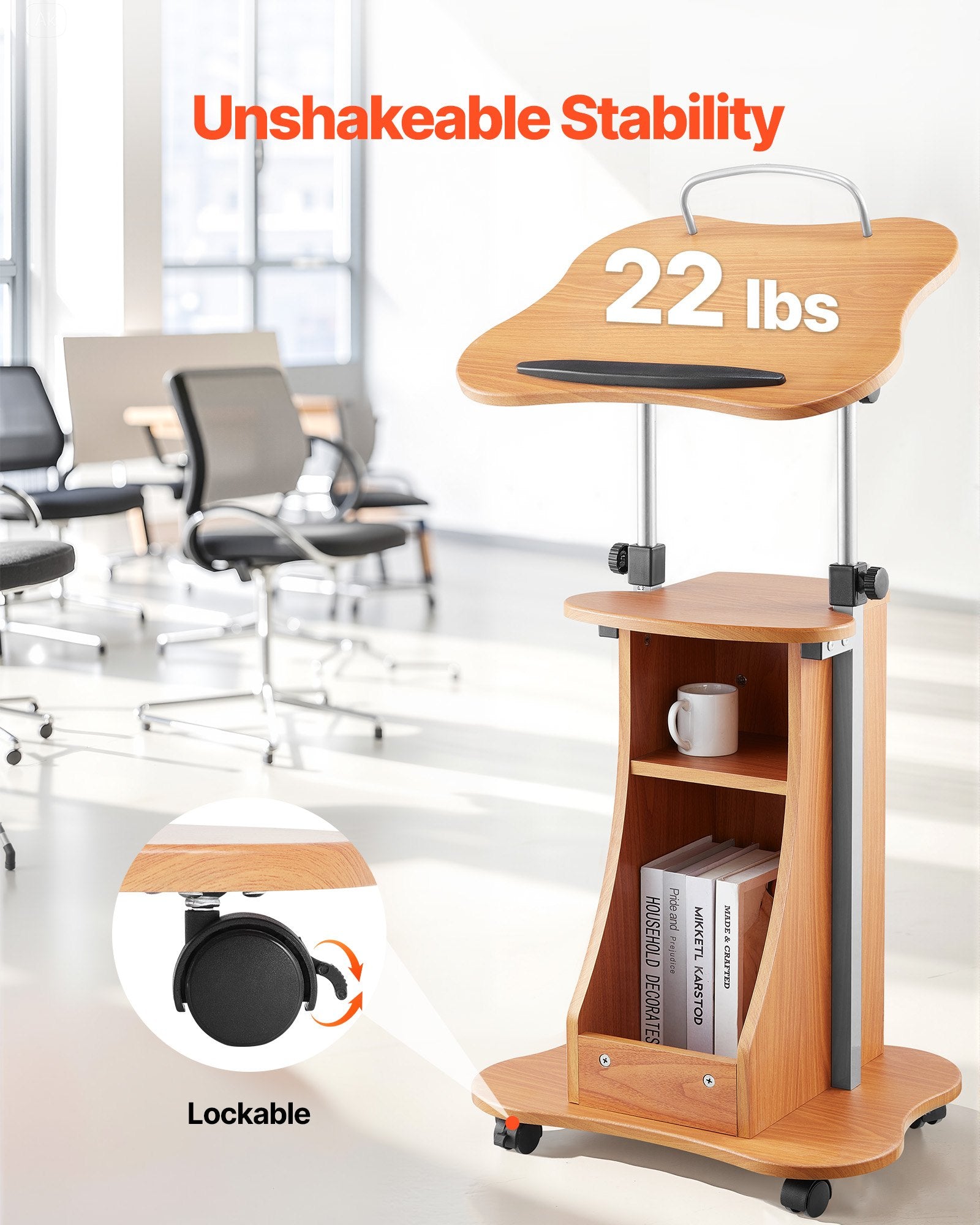 Mobili sakykla VEVOR LT-002AC, reguliuojamas aukštis iki 1100 mm