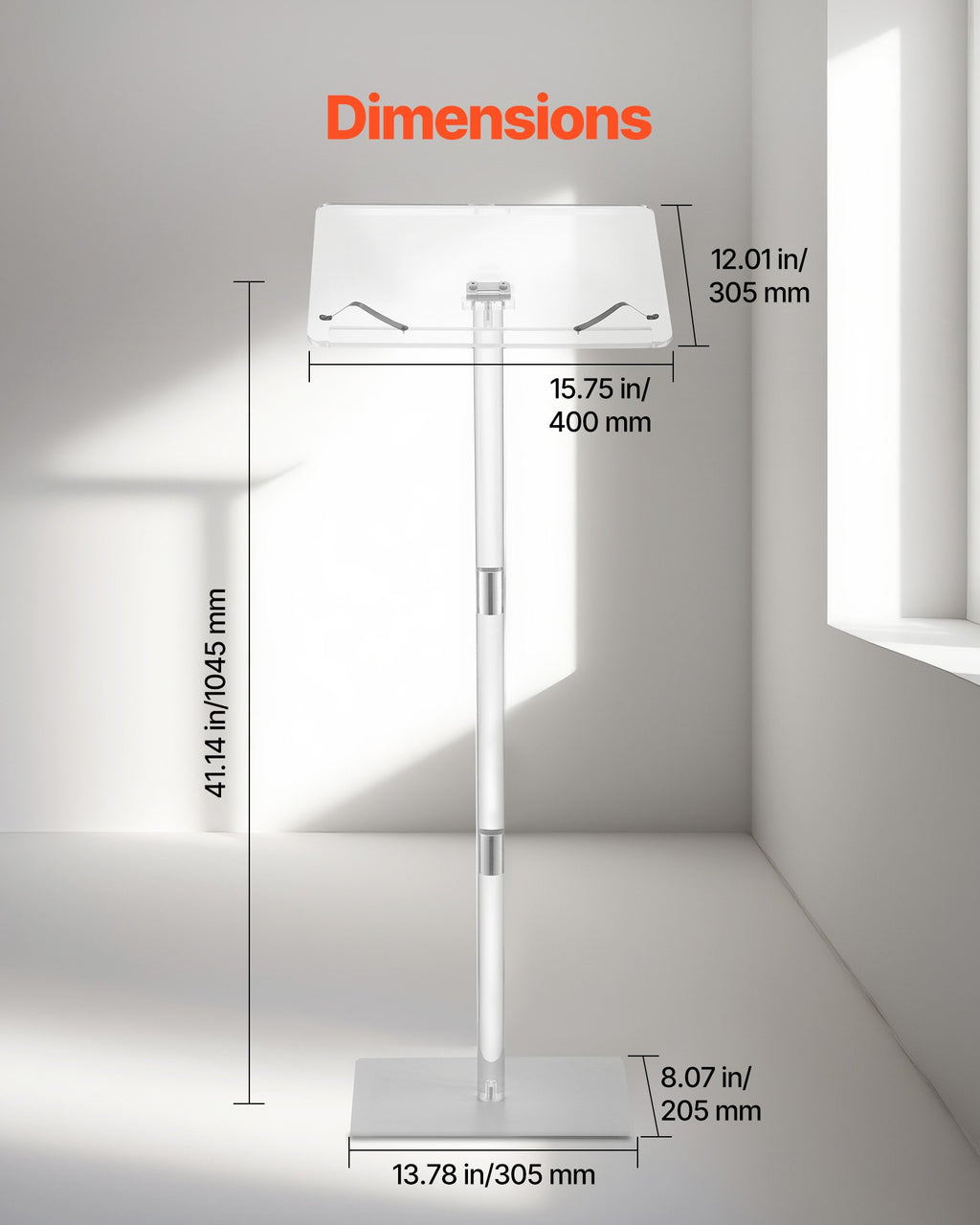 Akrilo tribūna VEVOR YKBJT44, 1100 mm aukščio