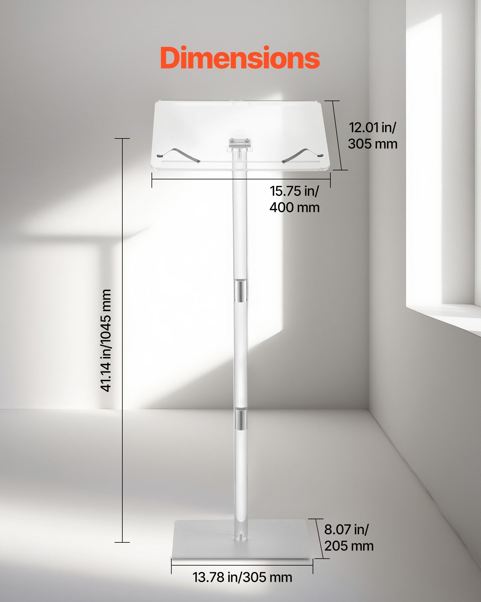Akrilo tribūna VEVOR YKBJT44, 1100 mm aukščio
