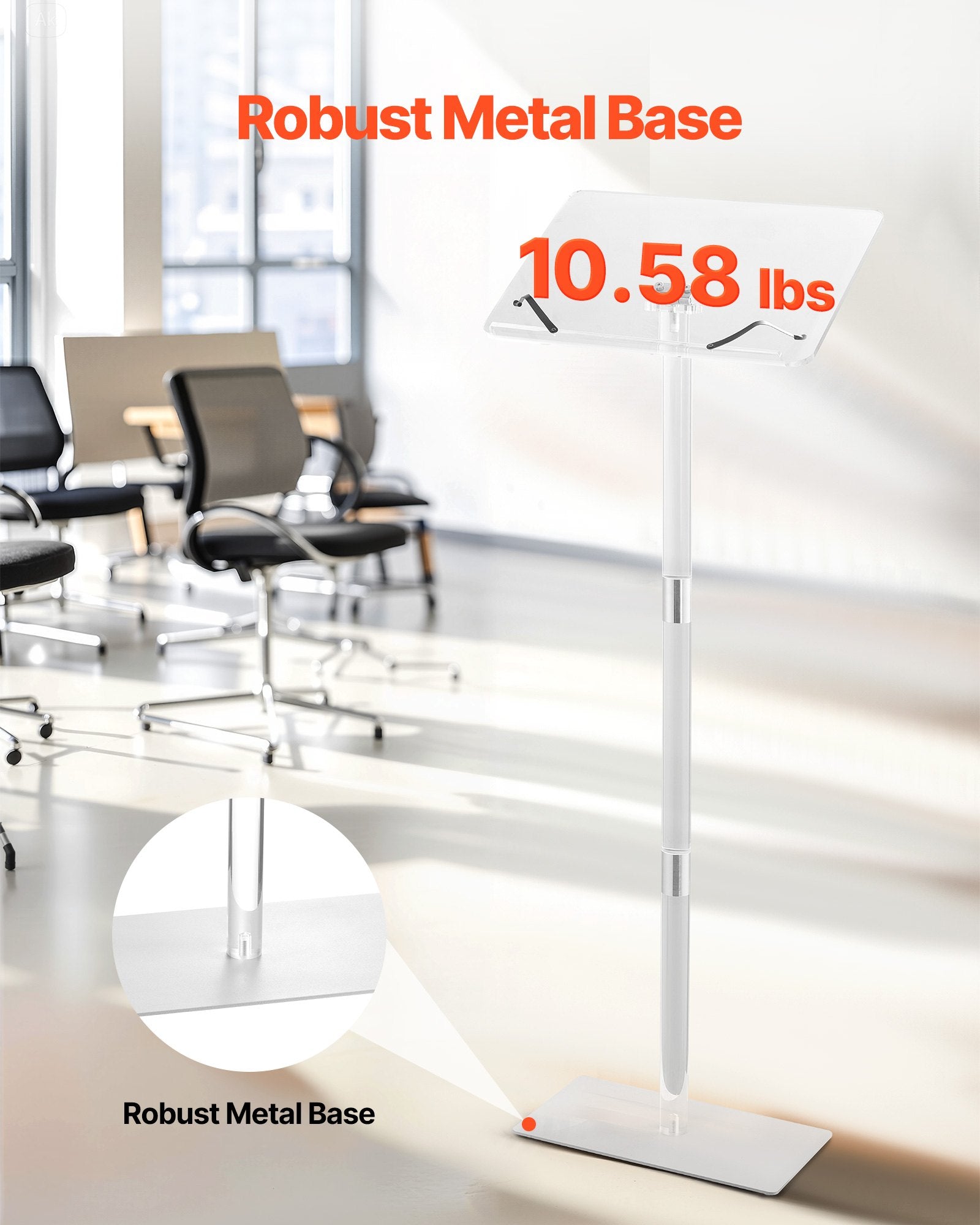 Akrilo tribūna VEVOR YKBJT44, 1100 mm aukščio