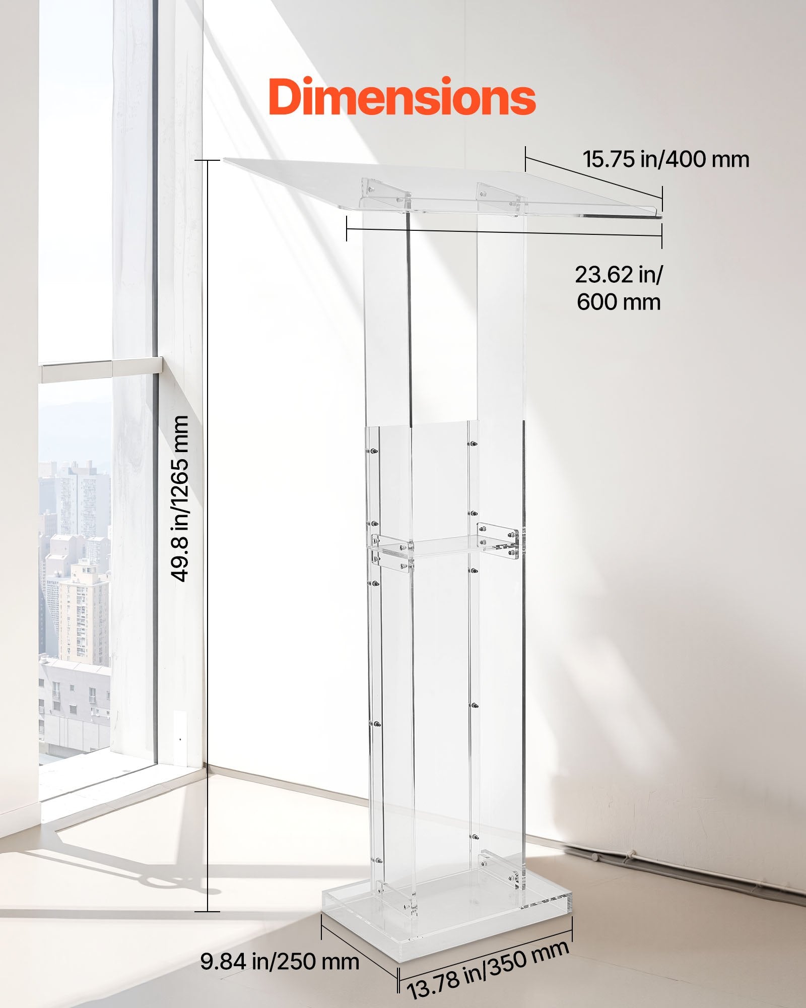 Akrilo sakykla VEVOR YKBCZJT46, 1265 mm aukščio