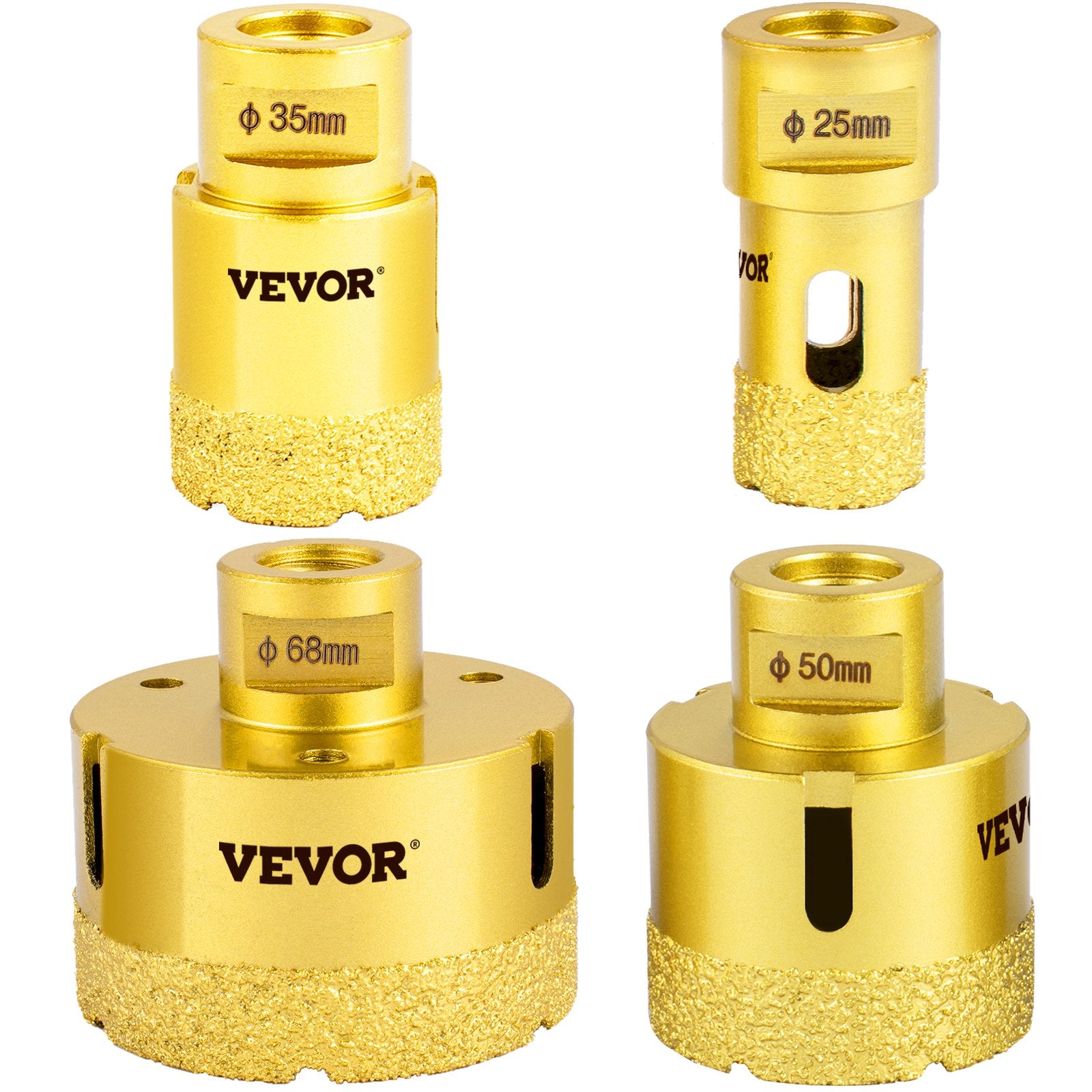 Deimantinių karūnų rinkinys VEVOR QHKZ4PCS, 25-68 mm