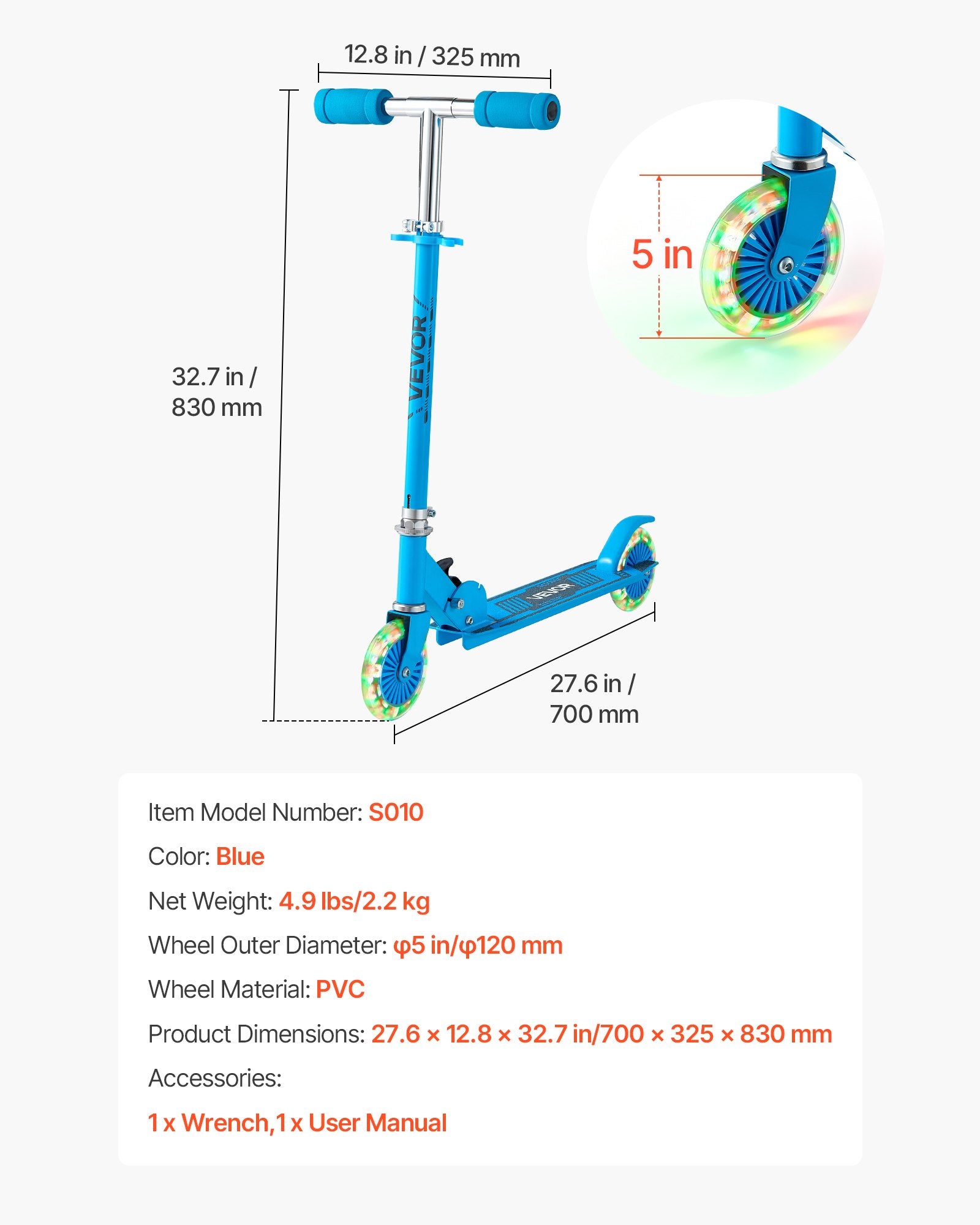 Vaikiškas paspirtukas VEVOR S010, iki 49,9 kg