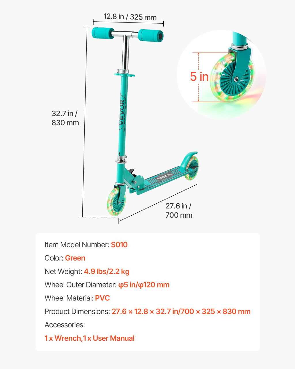 Paspirtukas vaikams VEVOR S010, iki 50 kg