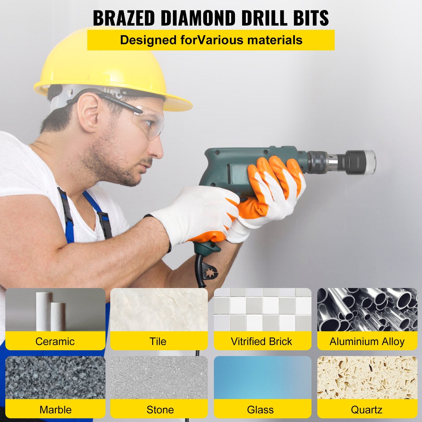 Deimantinių karūnų rinkinys VEVOR QHKZ6PCS, 6 vnt., 20-68 mm