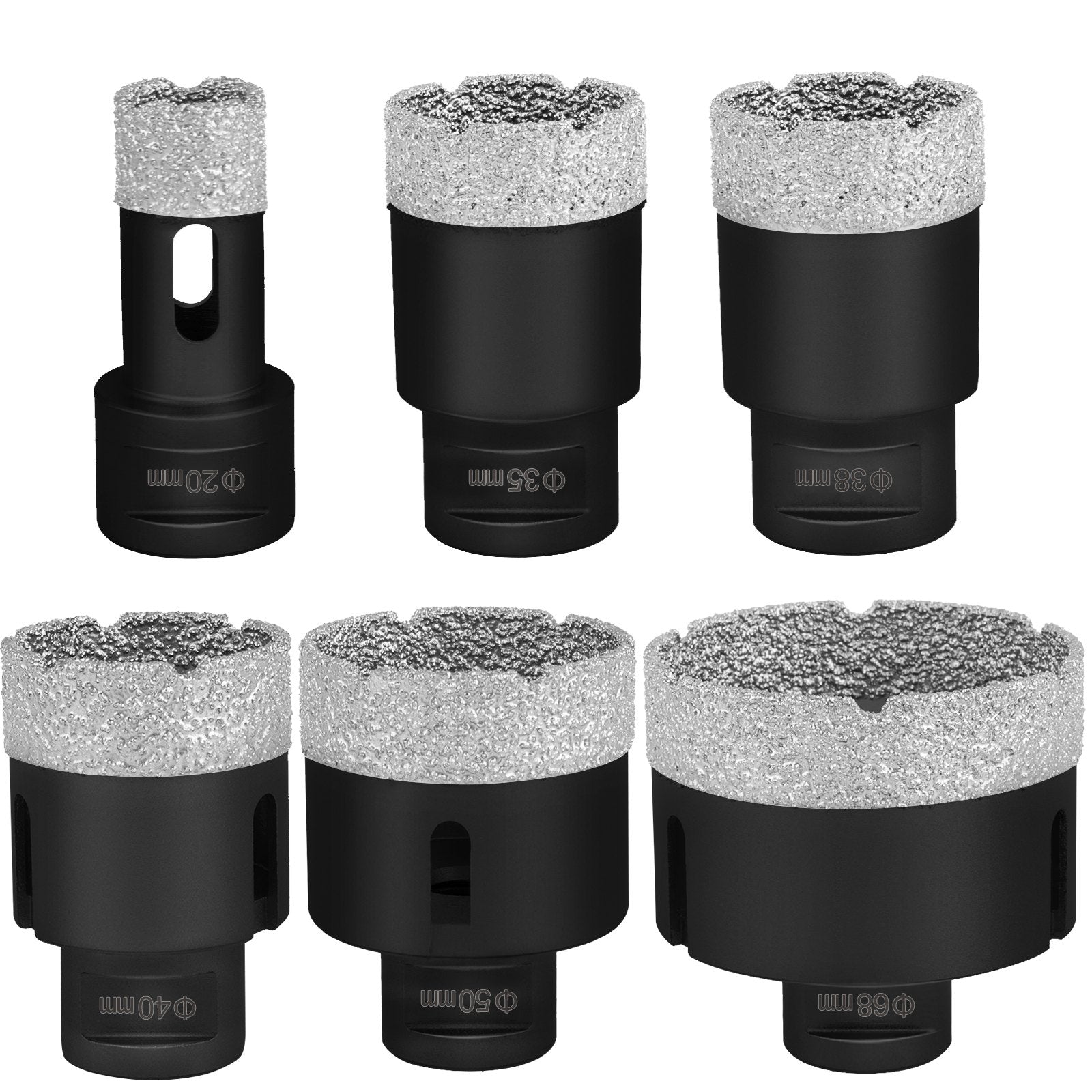 Deimantinių karūnų rinkinys VEVOR QHKZ6PCS, 6 vnt., 20-68 mm