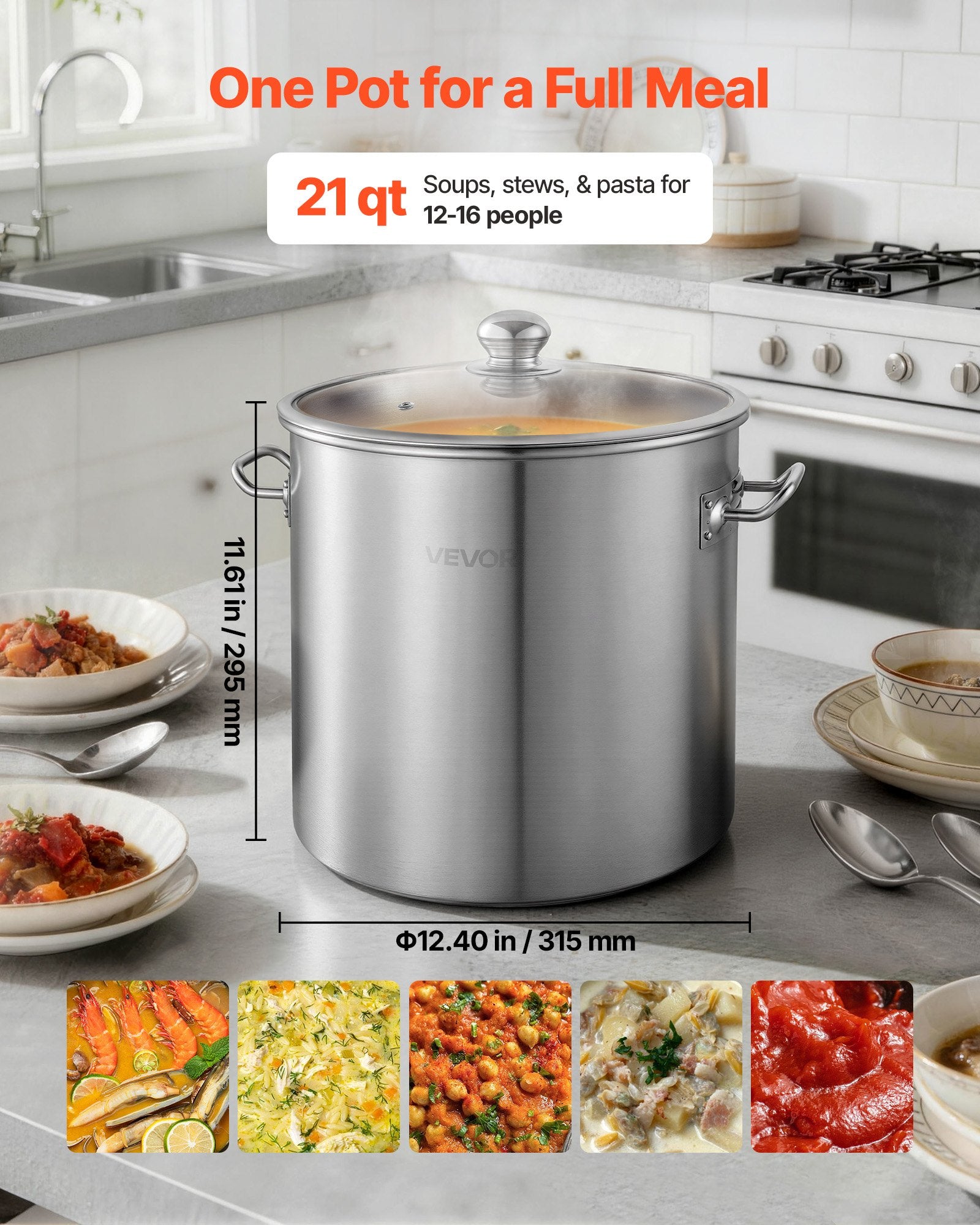 Nerūdijančio plieno puodas VEVOR 893030, 19,9 l