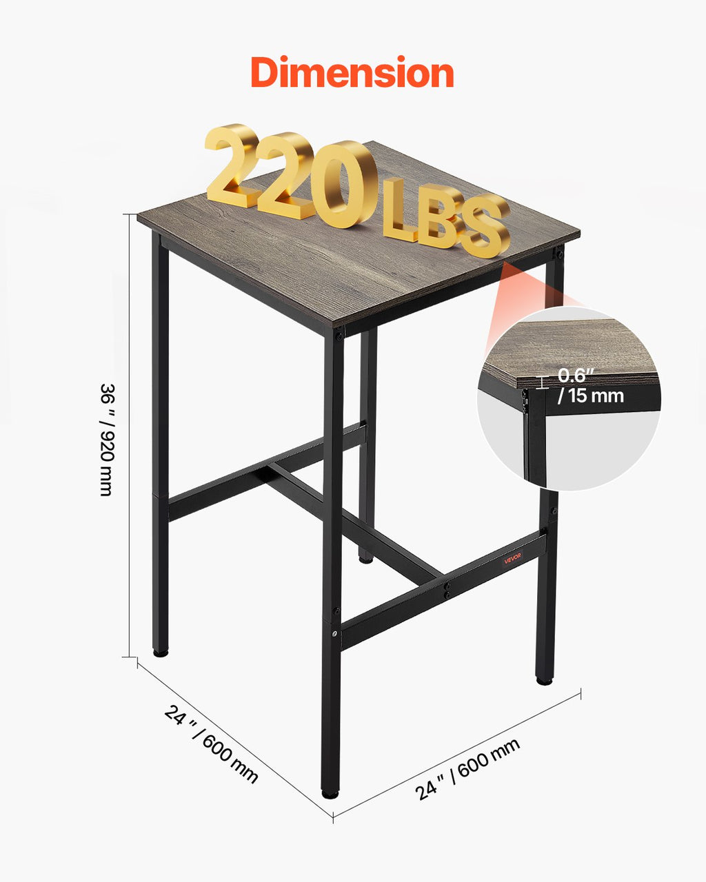 Baro stalas VEVOR YJX-BT-003, 61x61x91 cm