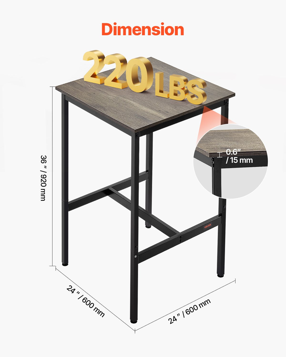 Baro stalas VEVOR YJX-BT-003, 61x61x91 cm