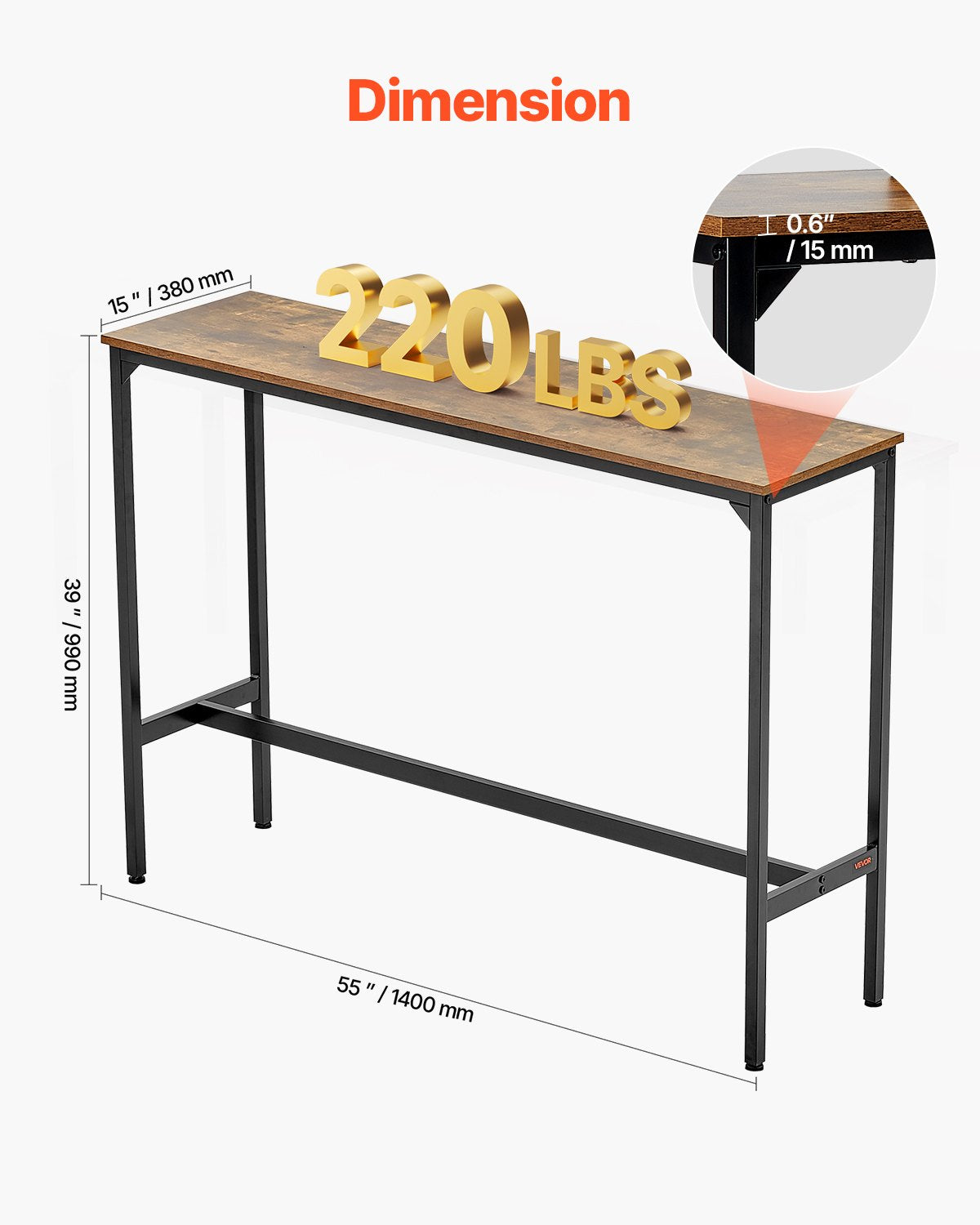 Baro stalas VEVOR YJX-BT-001, 140 cm ilgio