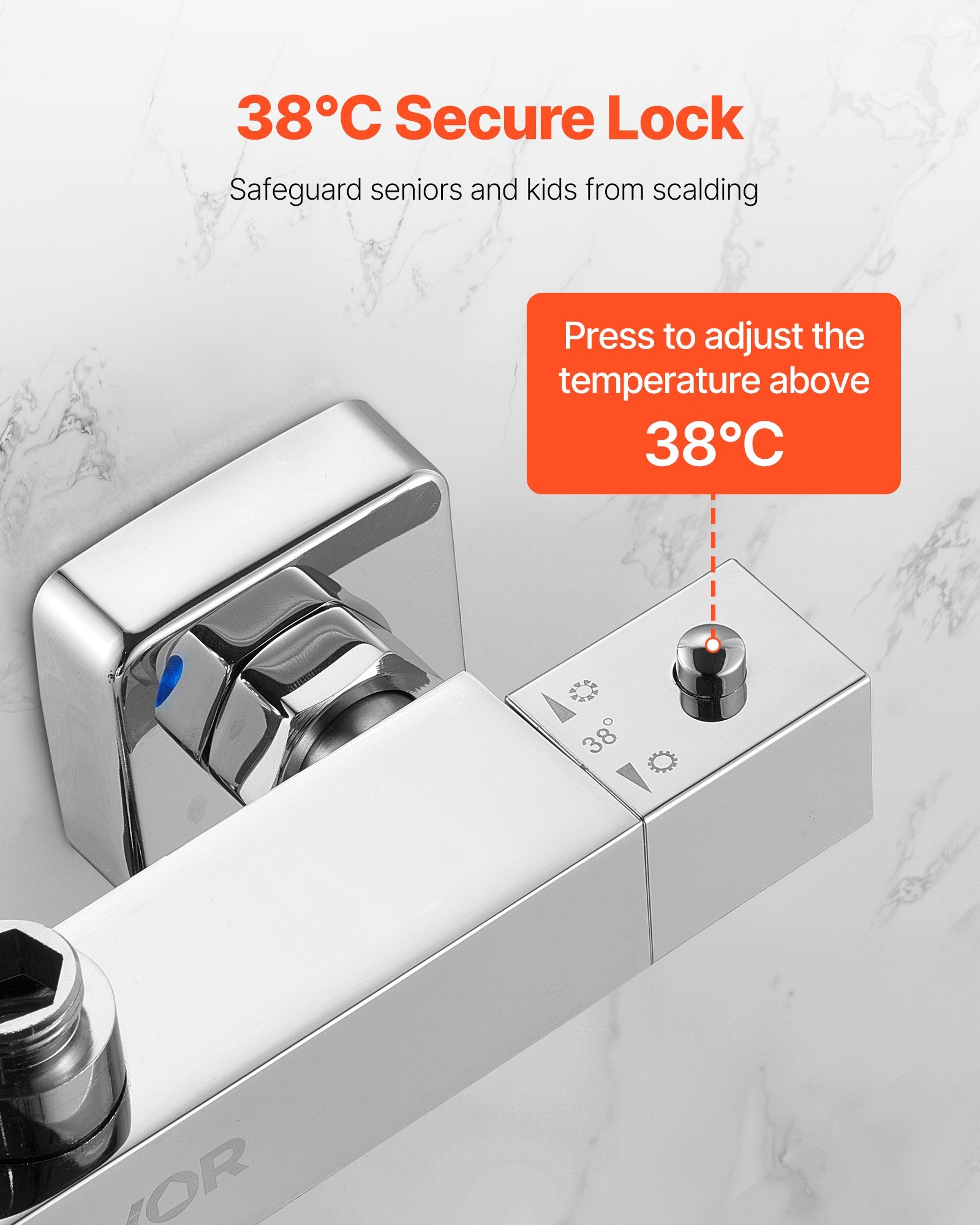 Termostatinis dušo maišytuvas VEVOR YH0221, 38°C saugos užraktas