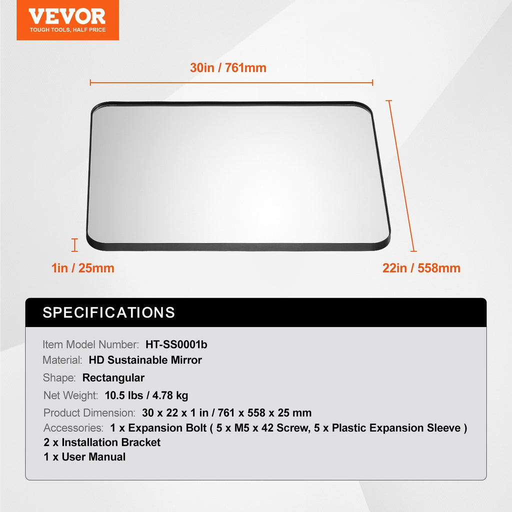 Sieninis veidrodis VEVOR HT-SS0001b, 56 x 76 cm