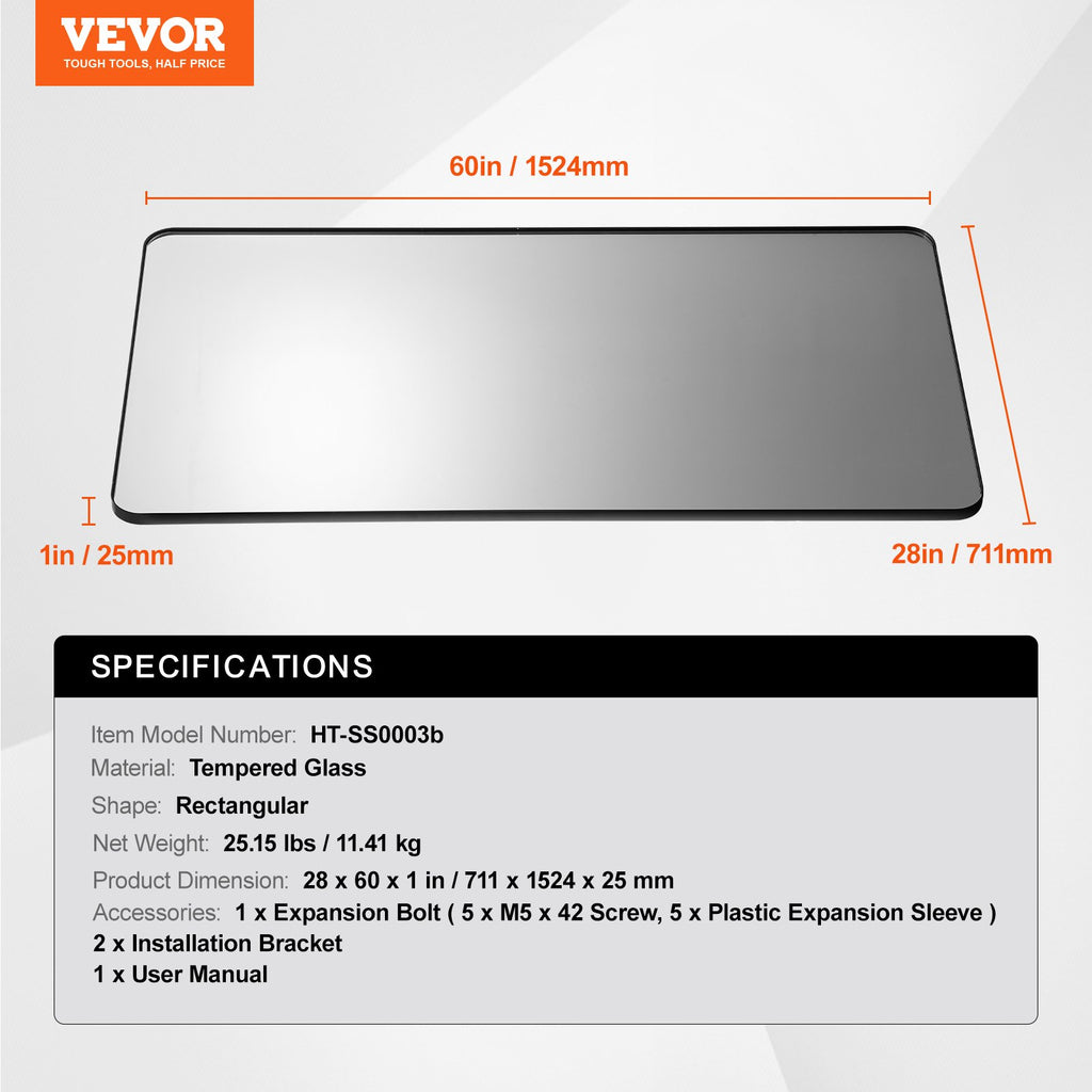 Sieninis veidrodis VEVOR HT-SS0003b, 71 x 152 cm