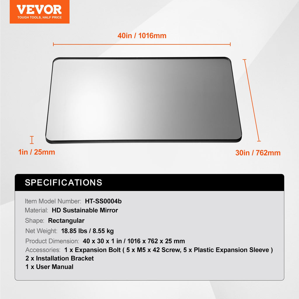 Sieninis veidrodis VEVOR HT-SS0004b, 76 x 101 cm