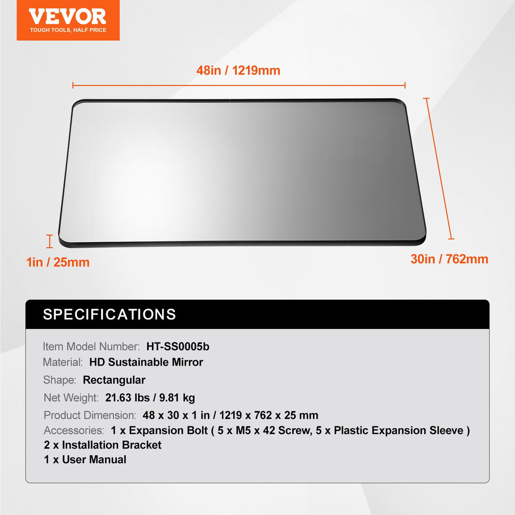 Sieninis veidrodis VEVOR HT-SS0005b, 76 x 122 cm