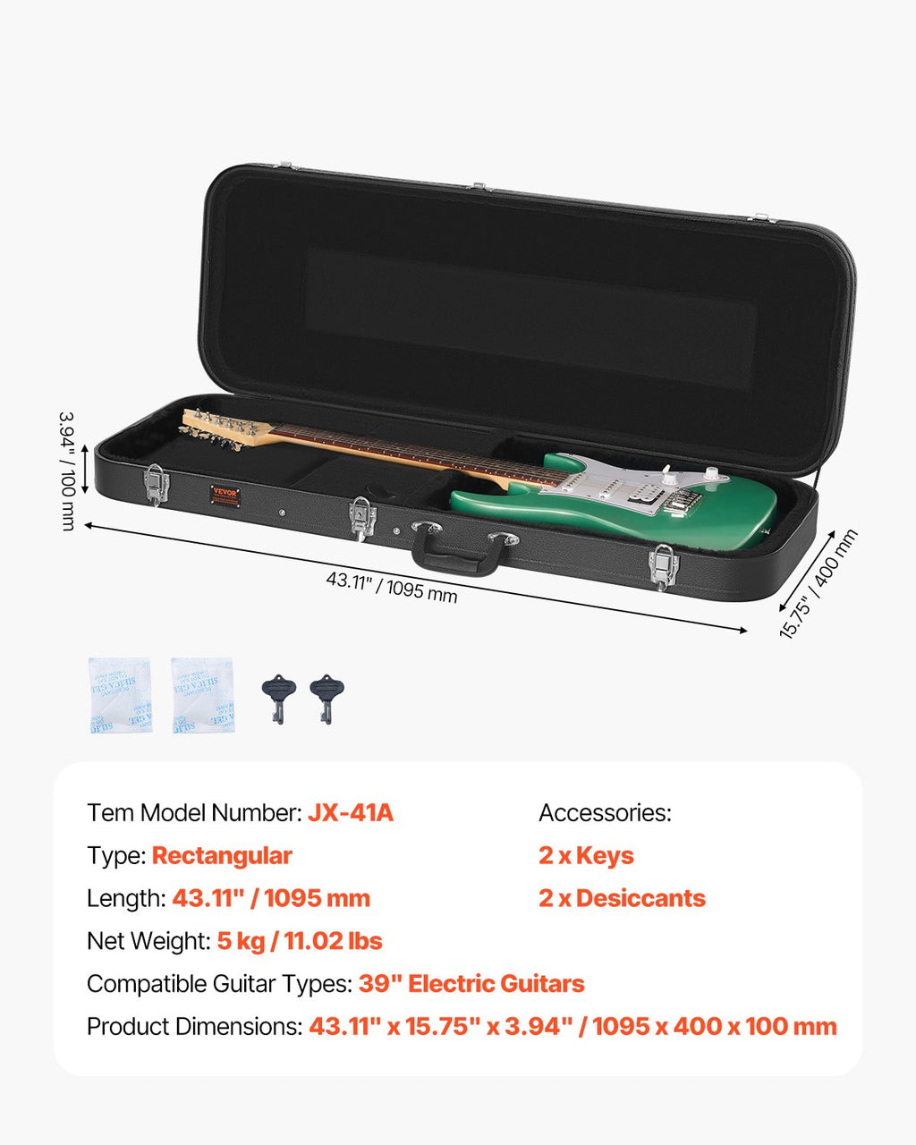 Elektrinės gitaros dėklas VEVOR JX-41A, 1095 mm