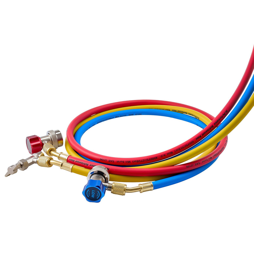 Oro kondicionavimo kolektoriaus matuoklių rinkinys VEVOR WZ-J302(SS), skirtas R134a, R404A, R1234yf ir R22