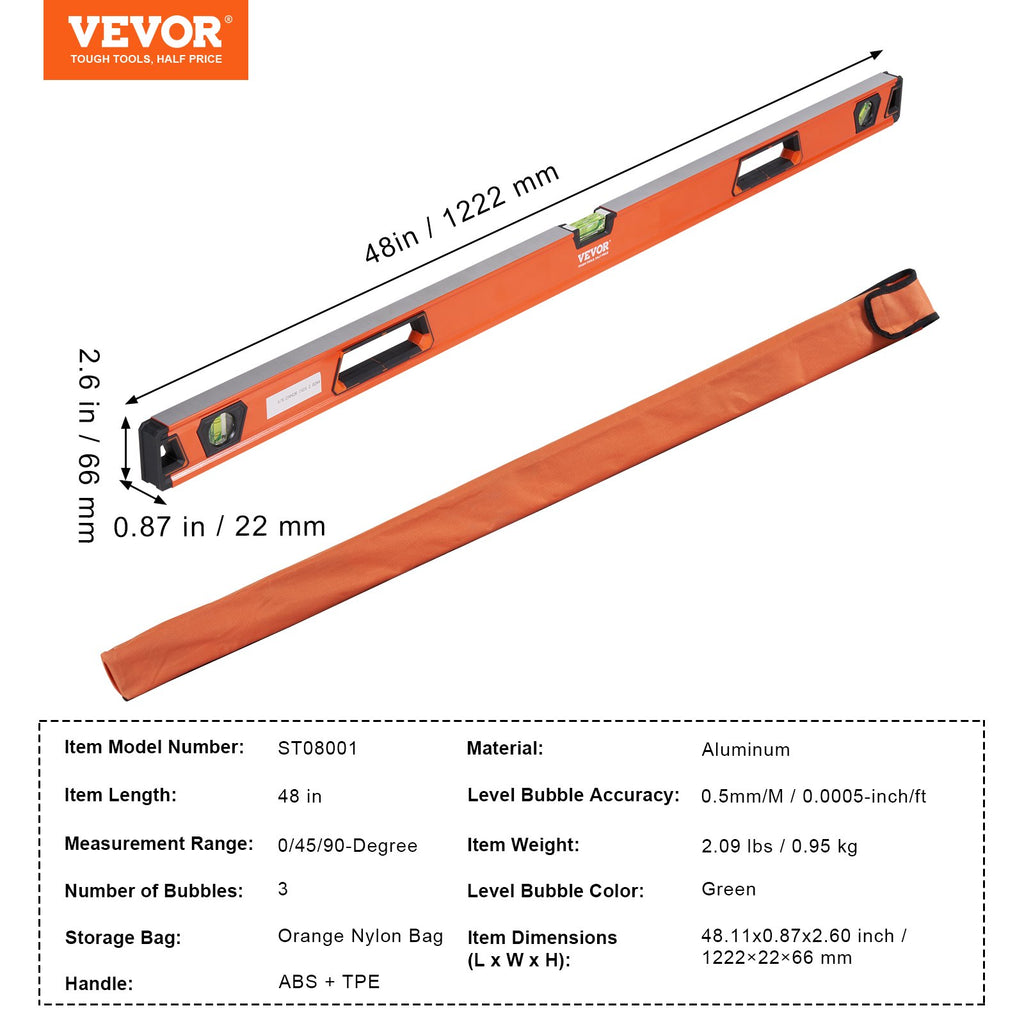 Magnetinis gulsčiukas VEVOR ST08001, 122 cm