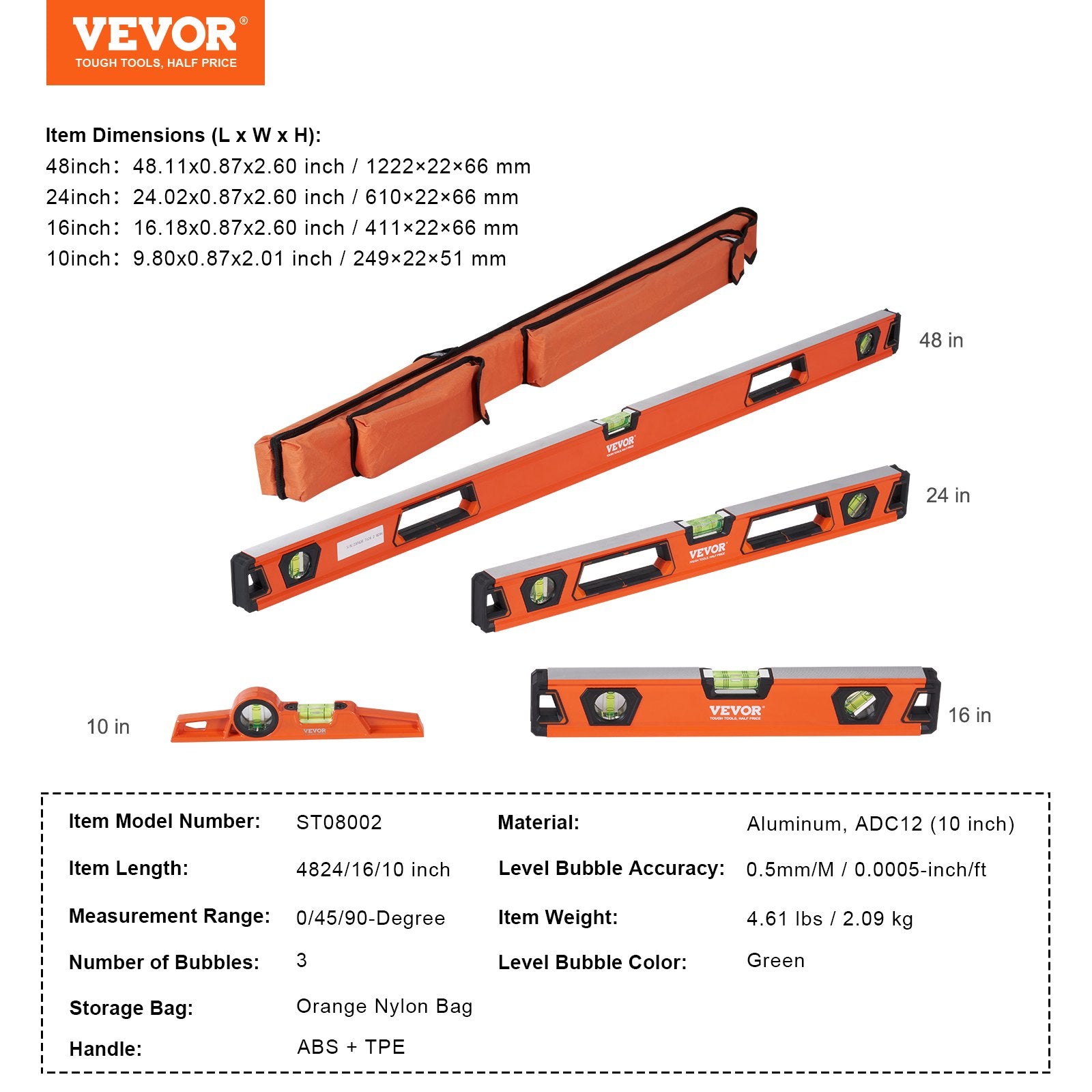 Gulsčiukų rinkinys VEVOR ST08002, 4 dalių (25-122 cm)