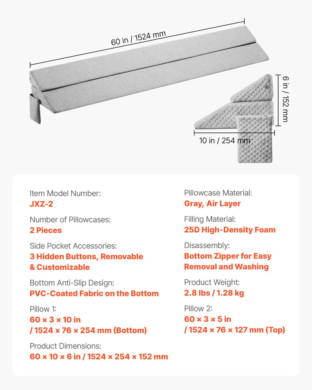 Lovos tarpų užpildas VEVOR JXZ-2, 1524 x 245 x 152 mm