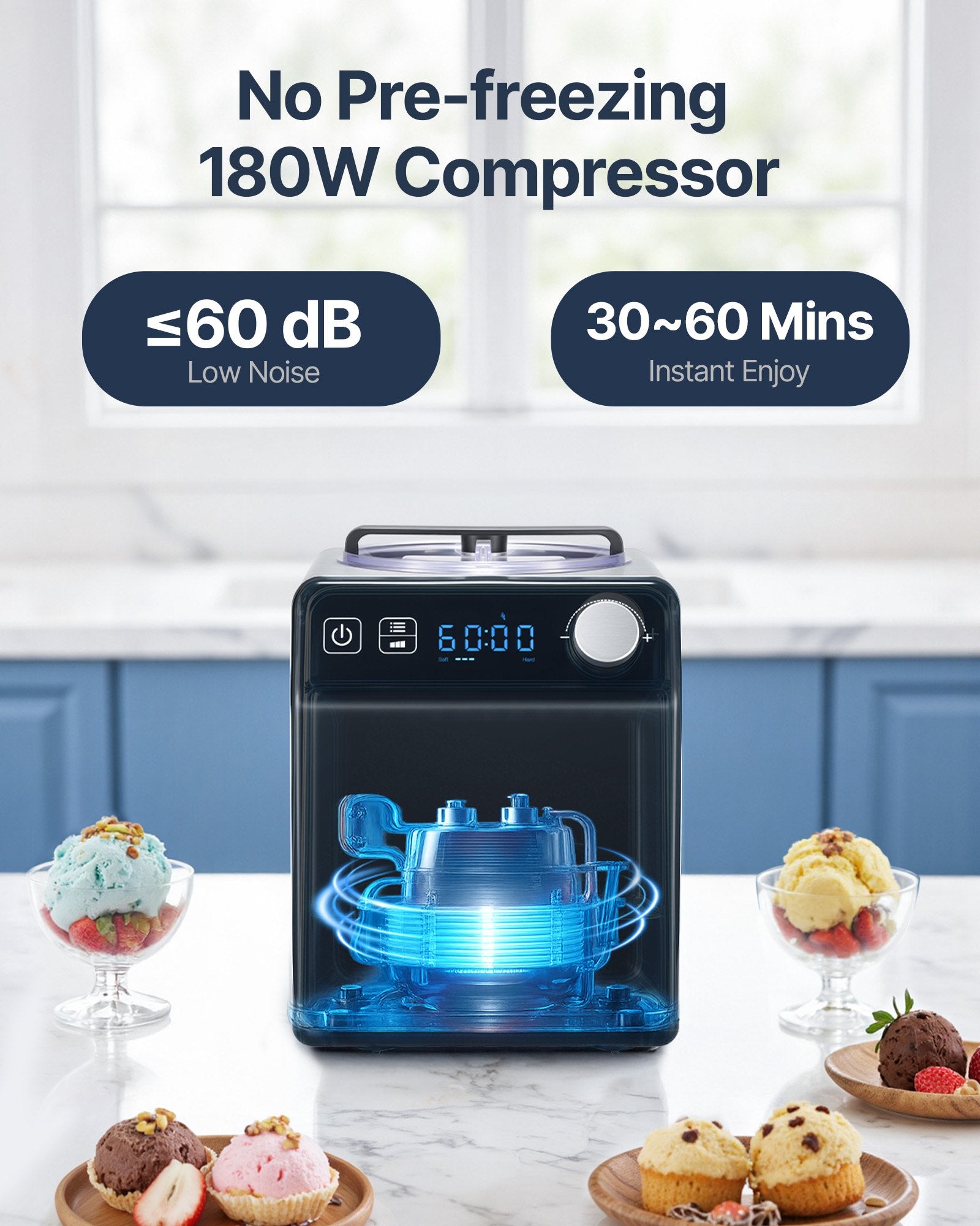 Ledų gaminimo aparatas VEVOR ICE2086BY-GS, 1,9 l
