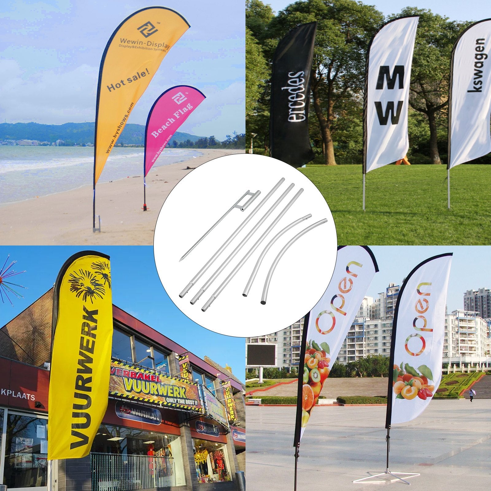 Reklaminis vėliavos stiebas VEVOR Feather Flag, 10 vnt. rinkinys