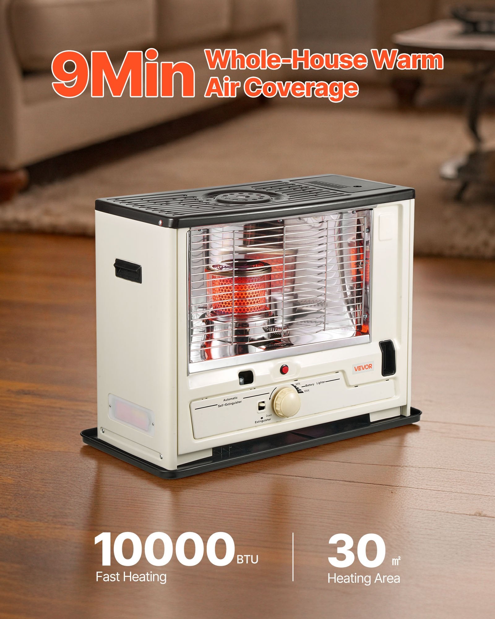 Žibalinis šildytuvas VEVOR S85-E1, 10 000 BTU
