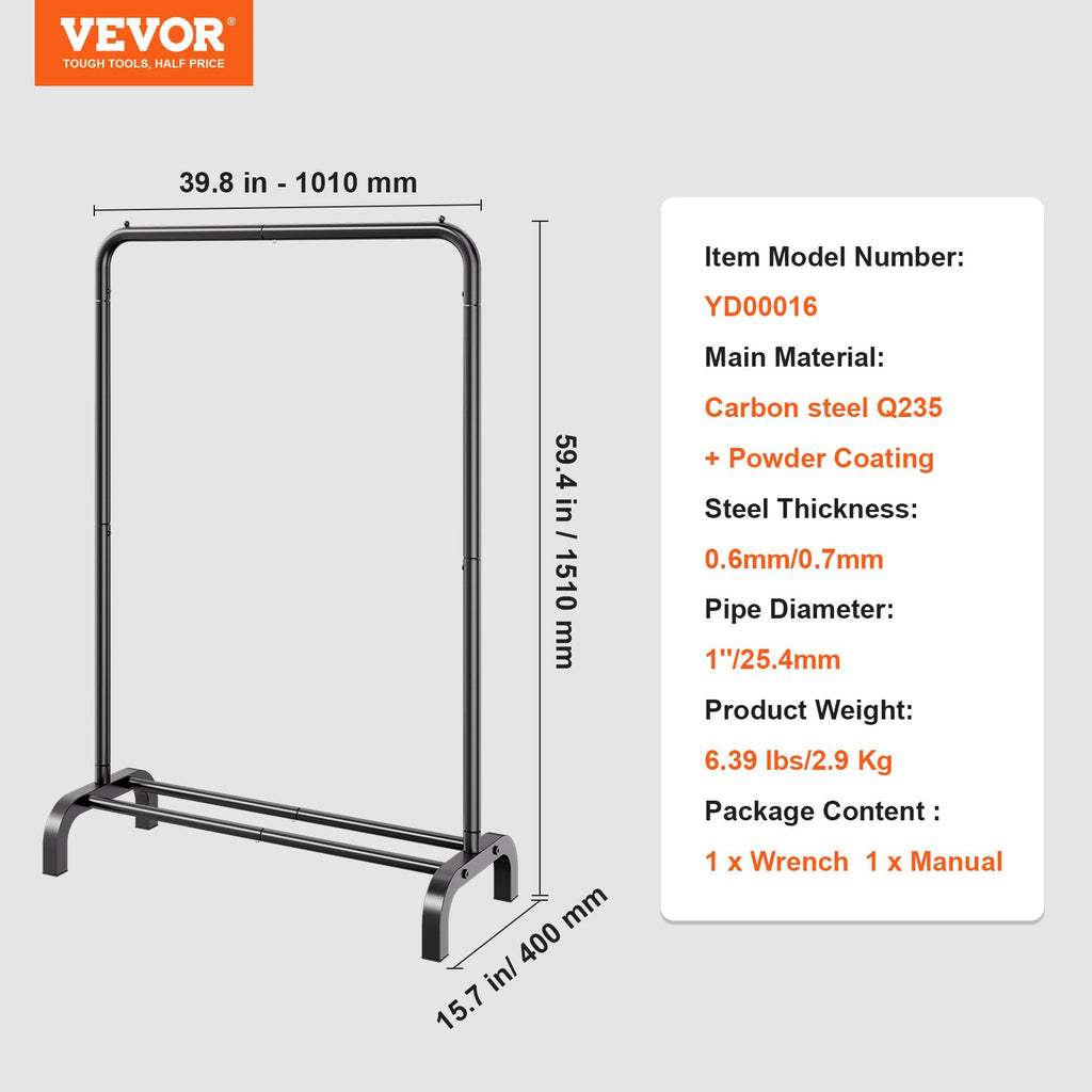 Drabužių kabykla VEVOR YD00016, 101 cm ilgio