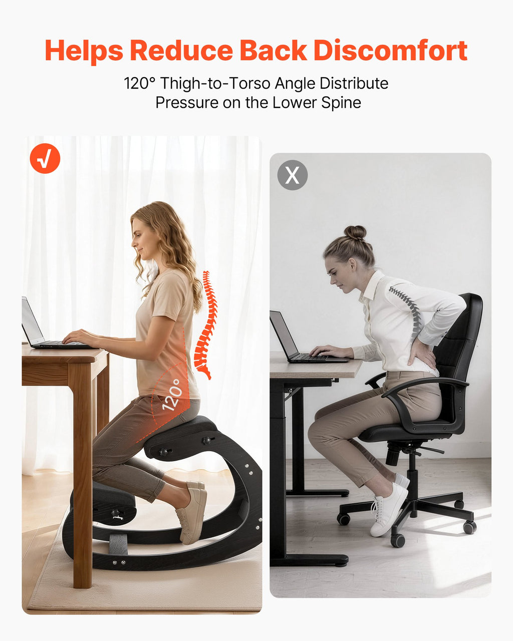 Ergonominė klūpėjimo kėdė VEVOR QDQY-02, reguliuojamas aukštis