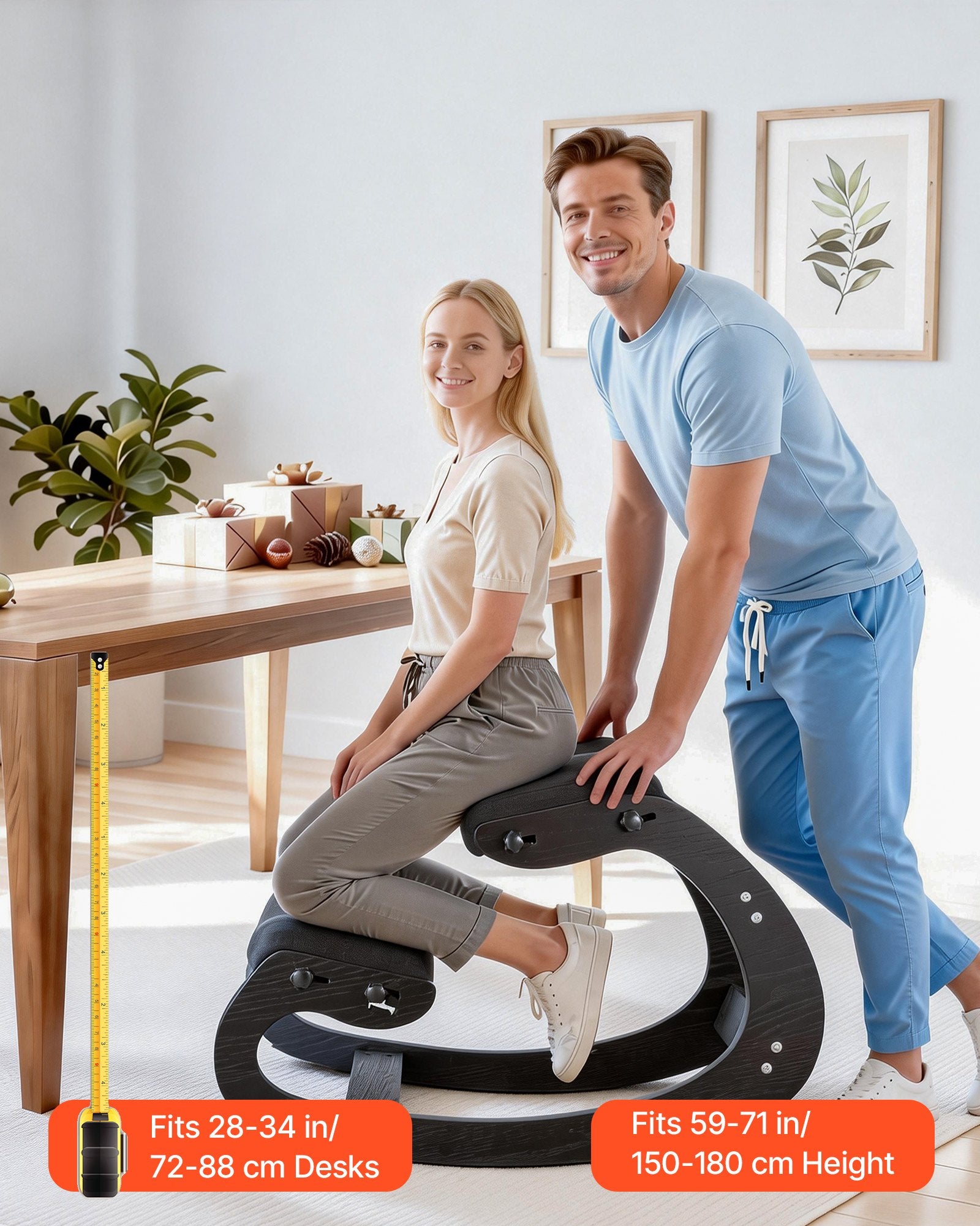 Ergonominė klūpėjimo kėdė VEVOR QDQY-02, reguliuojamas aukštis