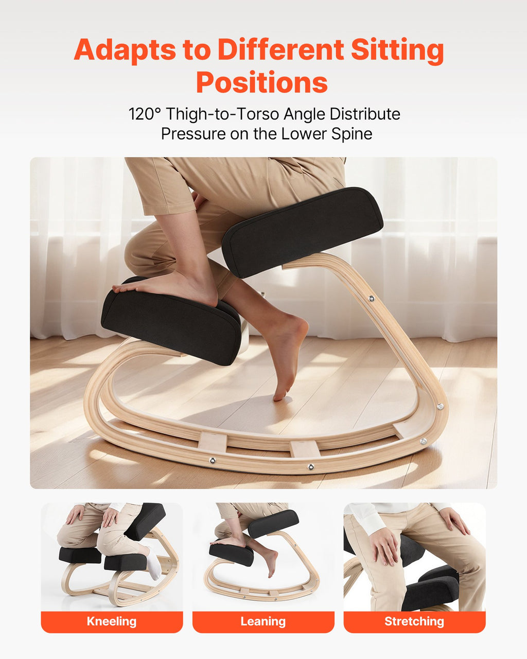 Ergonominė klūpima kėdė VEVOR QDQY-01, 120 kg apkrova