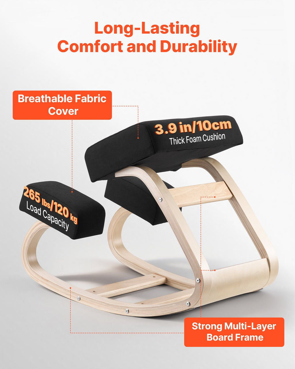 Ergonominė klūpima kėdė VEVOR QDQY-01, 120 kg apkrova
