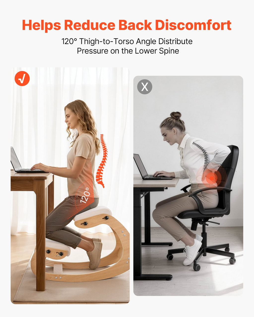 Ergonominė klūpėjimo kėdė VEVOR QDQY-03, 120 kg apkrova