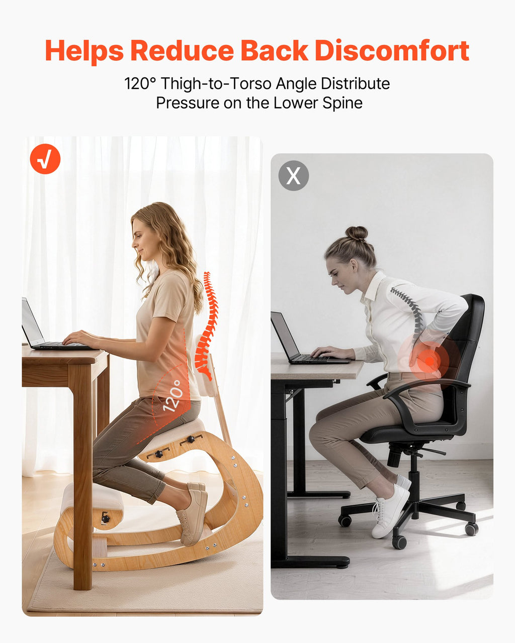 Ergonominė klūpėjimo kėdė VEVOR QDQY-05, su atlošu