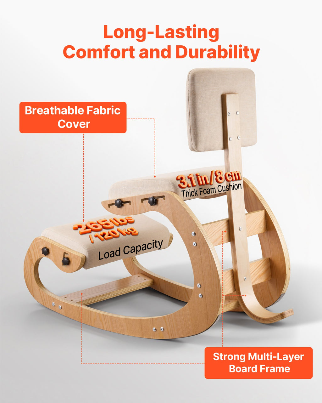 Ergonominė klūpėjimo kėdė VEVOR QDQY-05, su atlošu