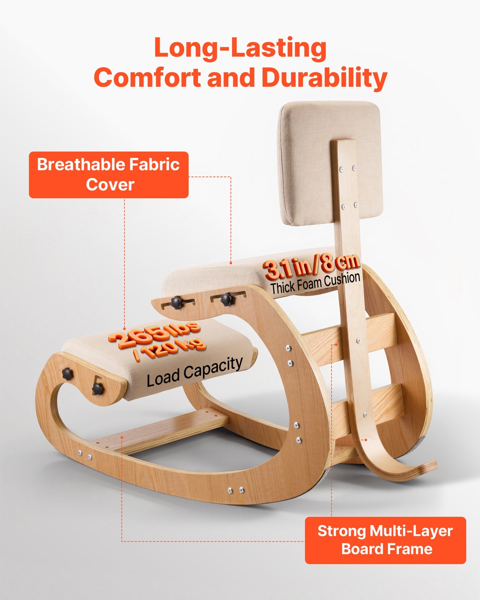 Ergonominė klūpėjimo kėdė VEVOR QDQY-05, su atlošu