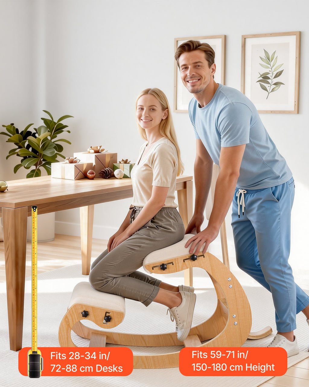 Ergonominė klūpėjimo kėdė VEVOR QDQY-05, su atlošu