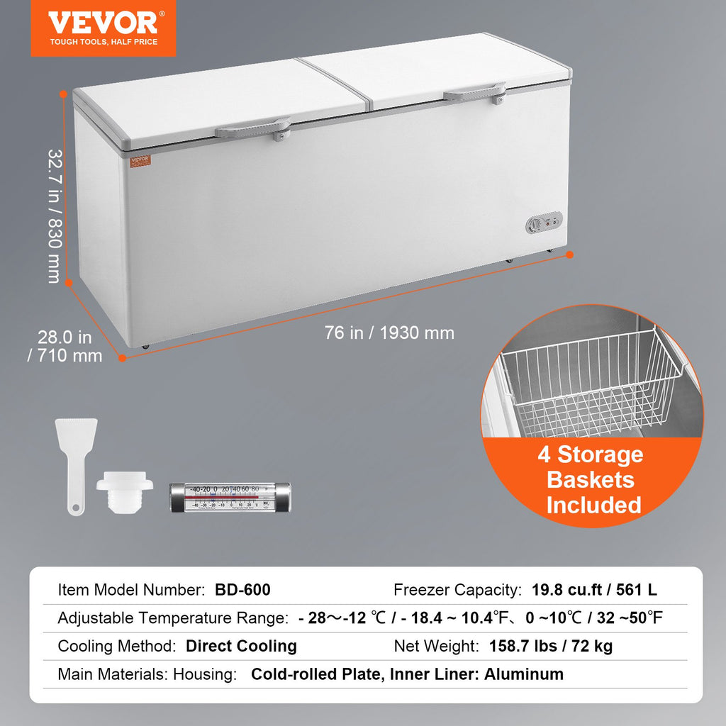 Horizontali šaldymo dėžė VEVOR BD-600, 561 l