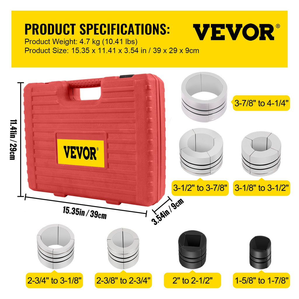 Išmetimo vamzdžių plėtiklių rinkinys VEVOR VV-PE-8, 1-5/8" – 4-1/4"