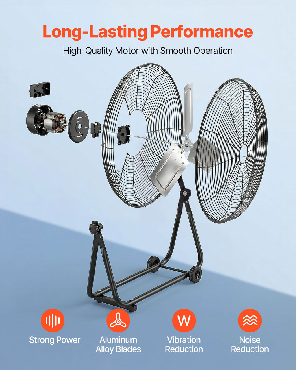 Pramoninis būgninis ventiliatorius VEVOR HIFANXSTANDMETAL24RC, 7500 CFM