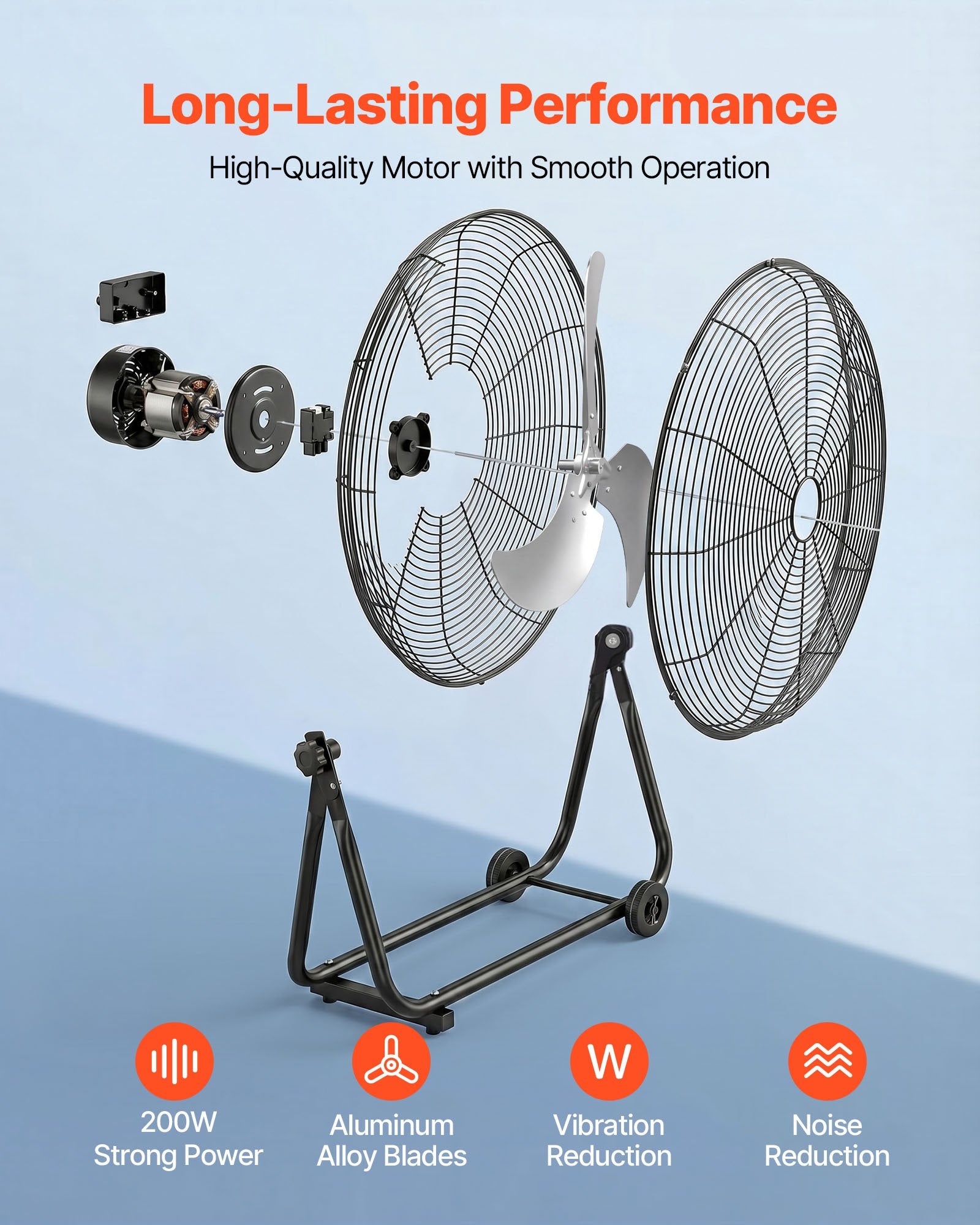 Pramoninis būgninis ventiliatorius VEVOR HIFANXSTANDMETAL30RC, 12000 CFM