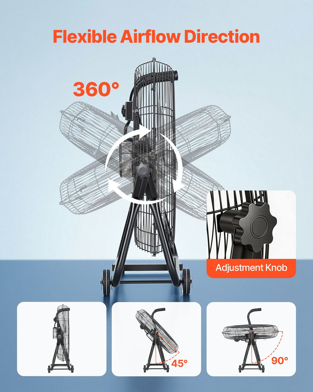 Pramoninis būgninis ventiliatorius VEVOR HIFANXSTANDMETAL30RC, 12000 CFM