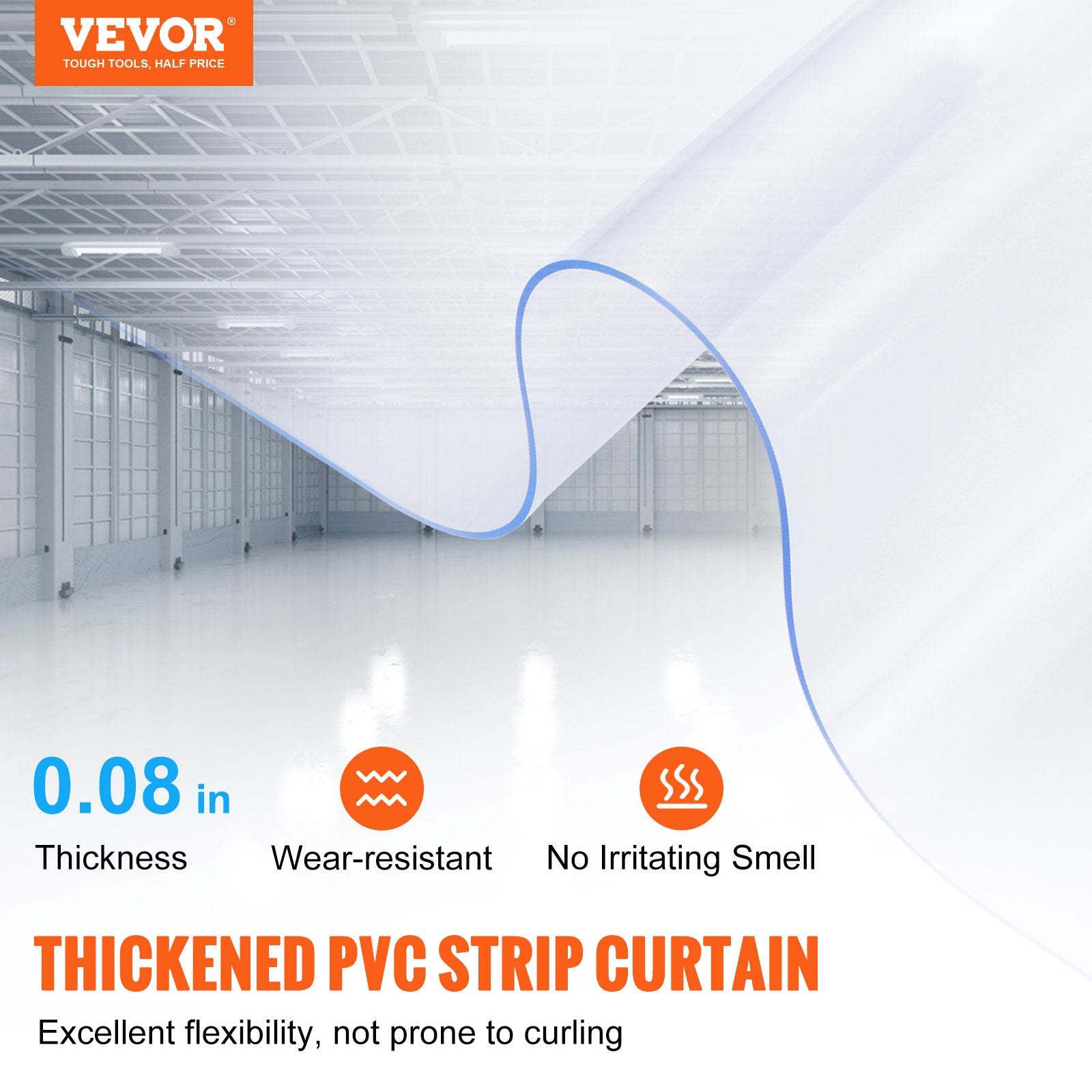 PVC juostinė užuolaida VEVOR M8V0, 25 m x 20 cm