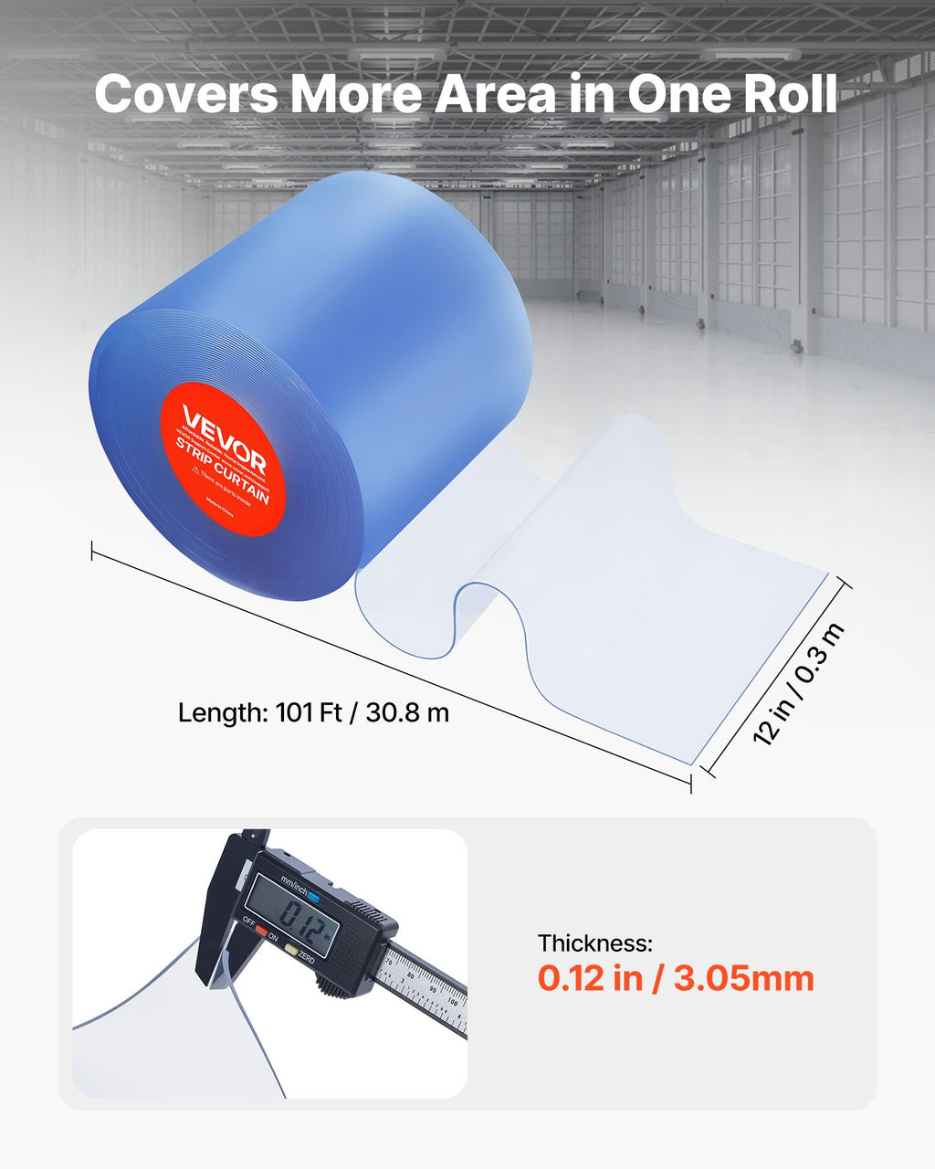 PVC juostinė užuolaida VEVOR MS-0008, 30,8 m ilgio