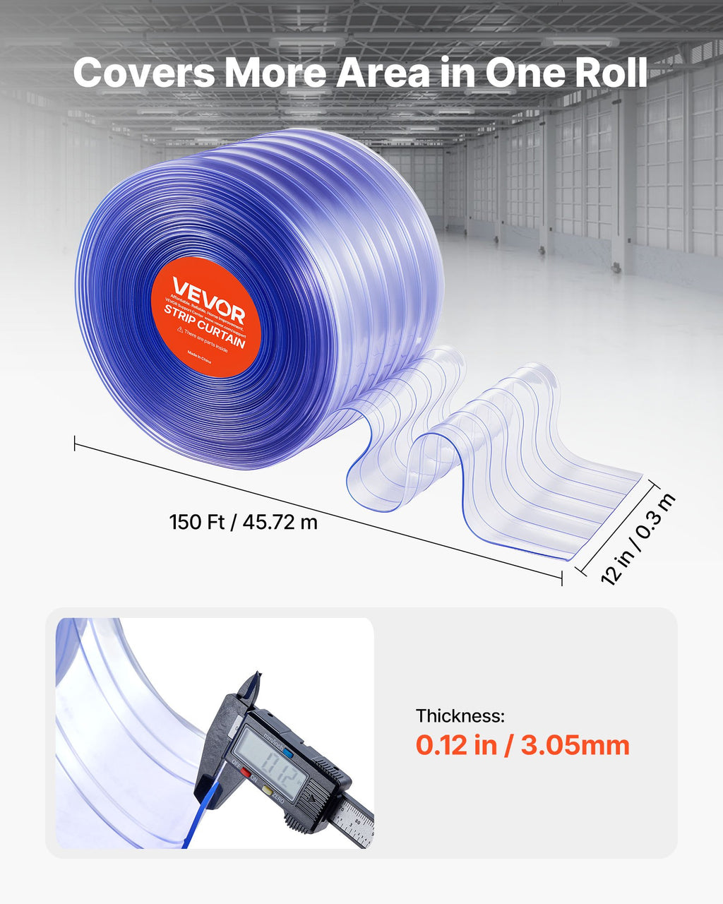 PVC juostinė užuolaida VEVOR MS-0010, 45,7 m ilgis