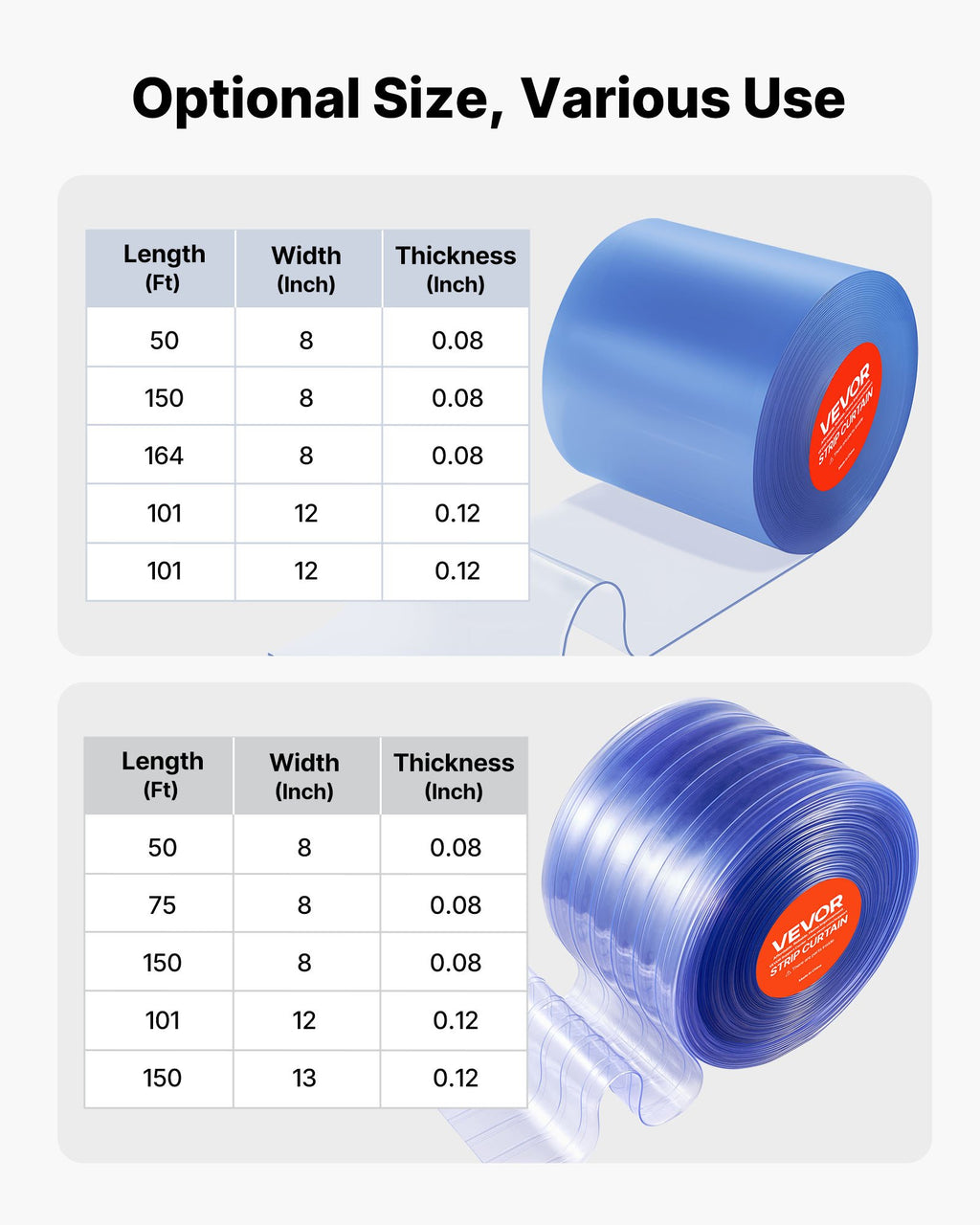 PVC juostinė užuolaida VEVOR MS-0010, 45,7 m ilgis