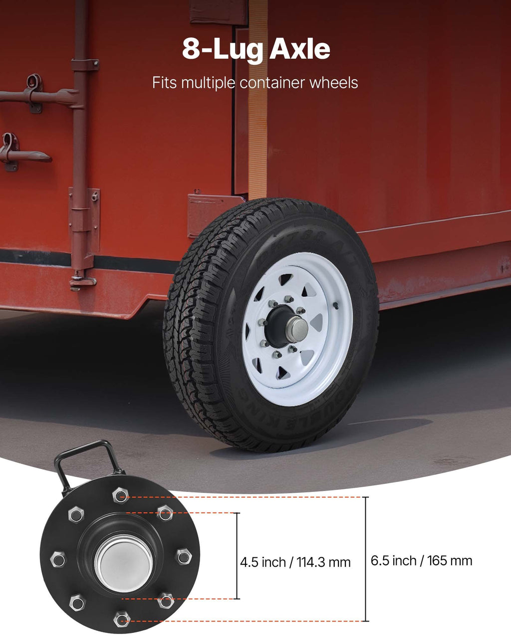 Jūrinių konteinerių ratų ašių rinkinys VEVOR 8-6.5B, 4000 kg keliamoji galia
